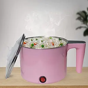 CLEMATIS Electric Rice Cooker | Portable Rice Cooker | Mini Electric Cooker | 600-Watts, Single-Button Operation | Noodle Maker Egg Boiler/Vegetable/Rice Cooker/Steamer (1.5 Ltr, Multicolor)