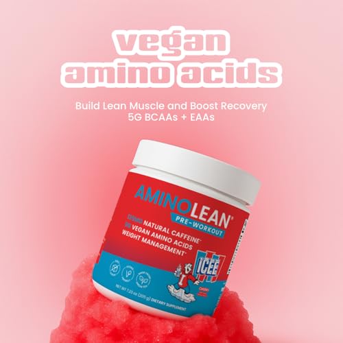 Image of AminoLean Pre Workout Powder & Natural Amino Energy with Vegan BCAA + EAA | Jitter-Free Preworkout Energy from Green Tea + Amino Acids & Weight Management for Women & Men - Vegan, Zero Sugar, No Crash