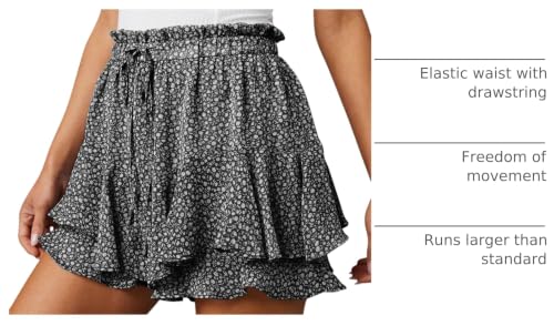 Image of Aoudery Flowy Shorts for Women Casual Boho Floral Skorts Ruffle Mini Skirts Running Tennis Butterfly Chiffon Shorts