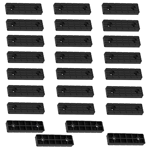 AERZETIX - C65813 - Juego de 25 Patines/pies para Muebles 56x16x7mm en plástico para atornillar rectangulares - Color Negro - Mesa Armario cómoda Cama cuña Accesorio protección Suelos Altura