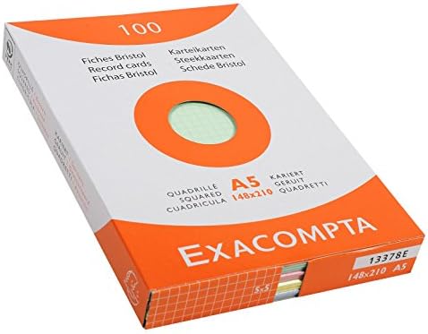 Exacompta - Ref 13300B - Bristol Record Card (Pack of 100) - A7 in Size, 205gsm Card, Compatible with Printers - Suitable for Exam Revision & Notes - White