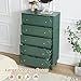 5 Drawer Fluted Dresser for Bedroom, Mid Century Modern Chest of Drawers, Wood Storage Large Dresser Organizer for Bedroom Living Room Hallway Closet, Green