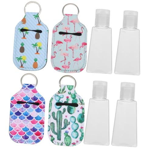 Homoyoyo 8 Piezas Mini Botellas de Viaje con Fundas y Llavero Tapas para Perfume y Líquidos Botellitas Pequeñas Rellenables para Uso Diario y Viajes