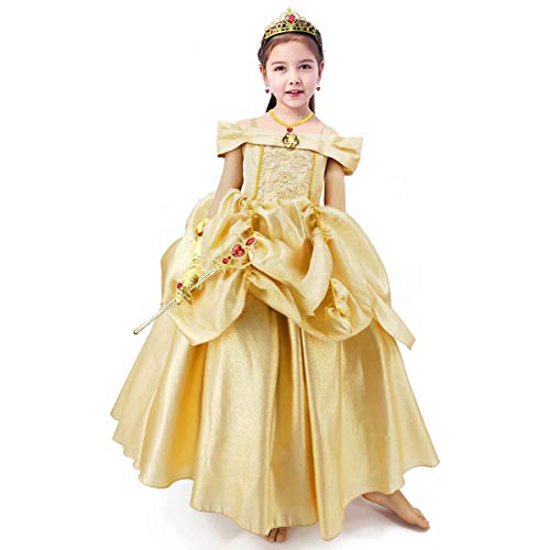 Image of TYHTYM Belle Costumes Dress Up Party Girls Princess Cosplay Halloween Kids Ball Gown 2-13Years