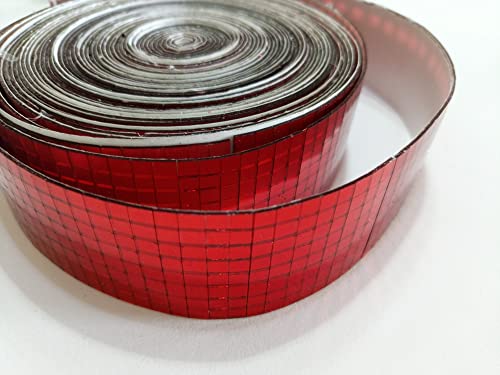 Azulejos de mosaico autoadhesivos espejo rojo de 1m para brillo festivo y manualidades DIY 8