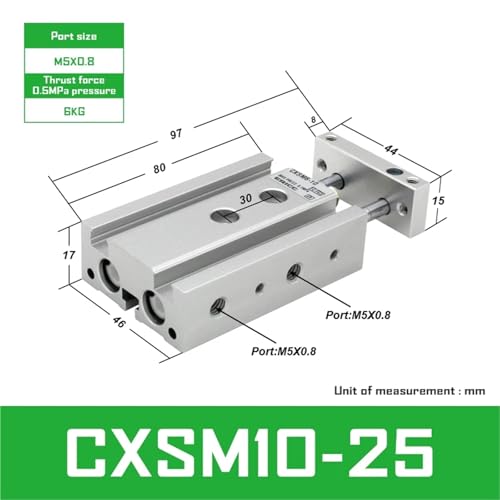 Cilindro antirotación CXSM10 para evitar desvíos con doble vástago guiado 3
