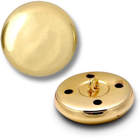 1" (25mm) Round Metal Button with Shank by 2pcs, Shiny Gold, SEE-TR10385