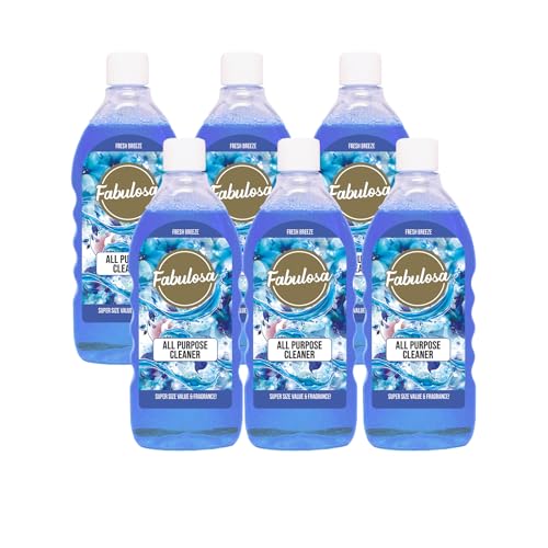 Nettoyant universel puissant Fabulosa, pour les sols, murs et toutes les surfaces dures, parfum longue durée, à utiliser sur de grandes surfaces, 1L, lot de 6 unités, Fresh Breeze Nettoyant universel puissant Fabulosa, pour les sols, murs et toutes les surfaces dures, parfum longue durée, à utiliser sur de grandes surfaces, 1L, lot de 6 unités, Fresh Breeze