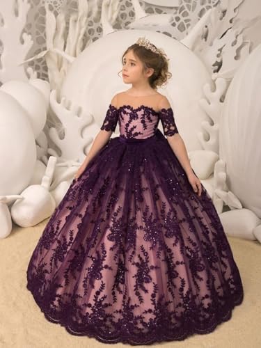 Off Shoulder Flower Girl Dresses for Wedding Lace Applique Pageant Dresses for Girls Flower Girl Dress2