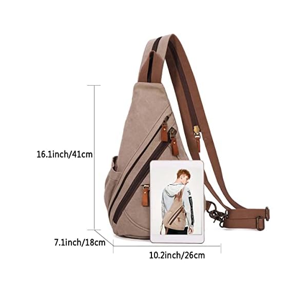 Canvas Sling Bag - Small Crossbody Backpack Shoulder Casual Daypack Rucksack for Men Women Outdoor Cycling Hiking Travel - Image 3