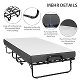 DICTAC Klappbett 90x200cm Erwachsene mit ca.13CM Matratze aus Gedächtnisschaum Gästebett Klappbar Metallrahmen Klappbetten mit Rollen Reisebett Faltbares Metallbett Stabil bis 200 kg belastbar