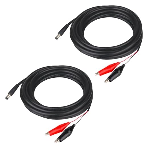 KSK 79-inch Trail Camera Power Cord (2 Pack with Alligator Clips,5.5x2.1mm DC External Power Cable,Compatible with Spypoint, Stealth Cam, Moultrie, Muddy, etc