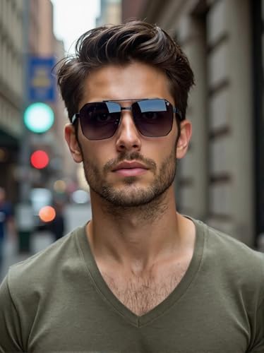 Aviator Polarized Sunglasses for Men, Driving Square Polygon Sunglasses, Anti UV400 Outdoor Fishing Hiking Special2