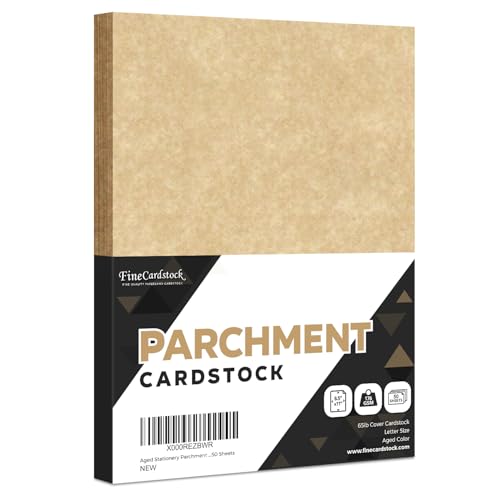 Aged Stationery Parchment Recycled Paper | 65Lb Cover Cardstock | 8.5” x 11” Inches | 50 Sheets Per Pack