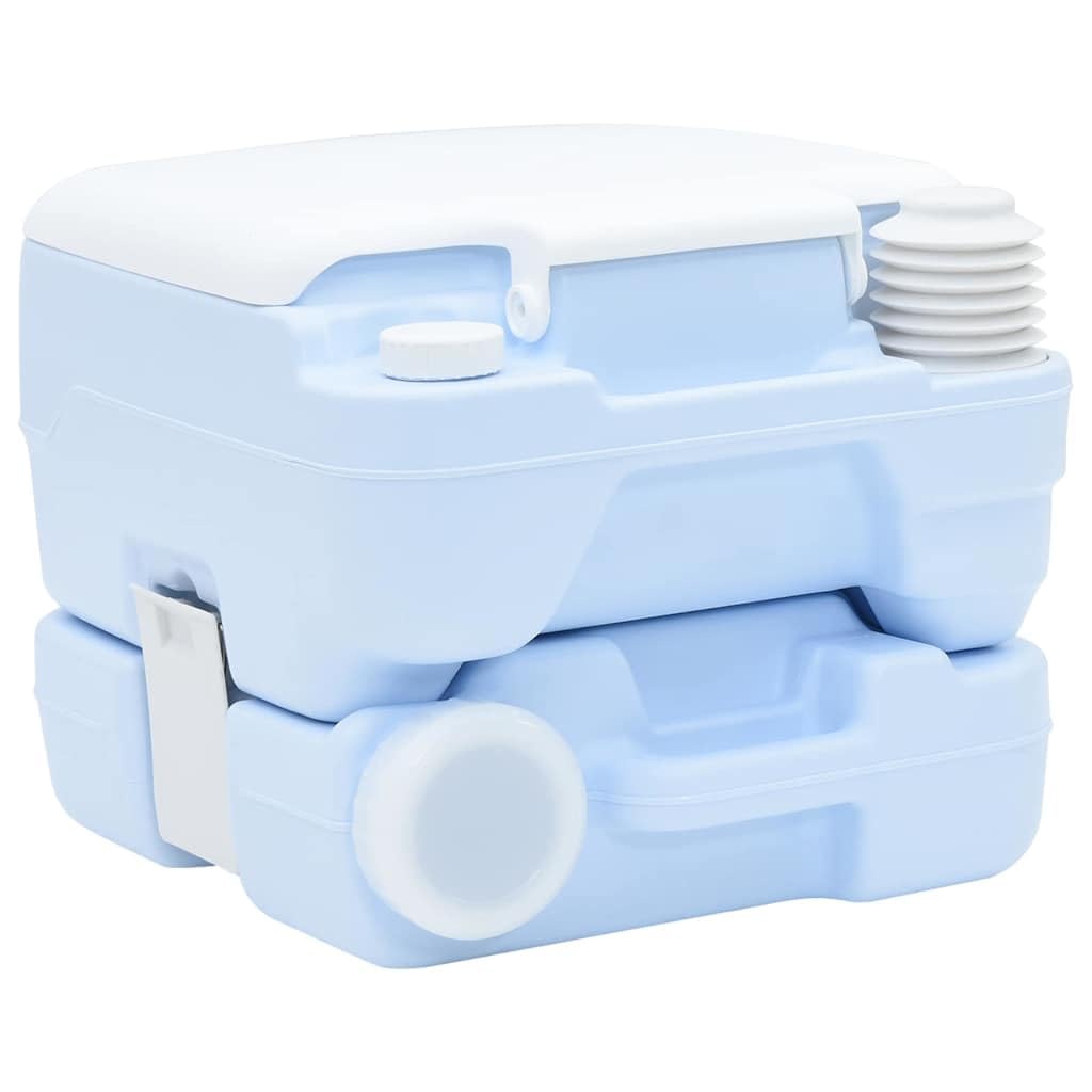 WC da campeggio grigio e bianco in polietilene, 41,5 x 36,5 x portatile, toilette mobile, toilette da viaggio, toilette chimica per esterni, tenda, roulotte e camper