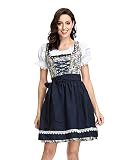 LeaLac Dirndl Damen Oktoberfest Trachtenkleid Trachtenmode Kleidung - Kostüm-Set für Damen - perfekt für Fasching Outfit, Karneval Kostüm Damen - 4 Verschiedene Größen LDEHL17-Blue-M