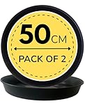 Growers Own 50cm Round Plant Saucers – Pack of 2 Heavy Duty Planter Drip Trays. Protect Surfaces from Water Damage & Stains. Weatherproof & Easy to Clean. Durable For Indoor & Outdoor Use. Black