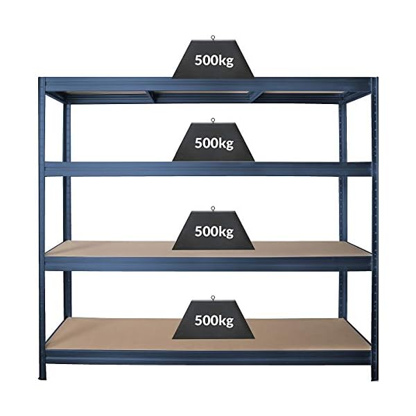 Certeo Stabiles Schwerlastregal | Tragkraft bis zu 500 kg pro Fachboden | HxBxT 1770 x 2000 x 450 mm | Kellerregal…