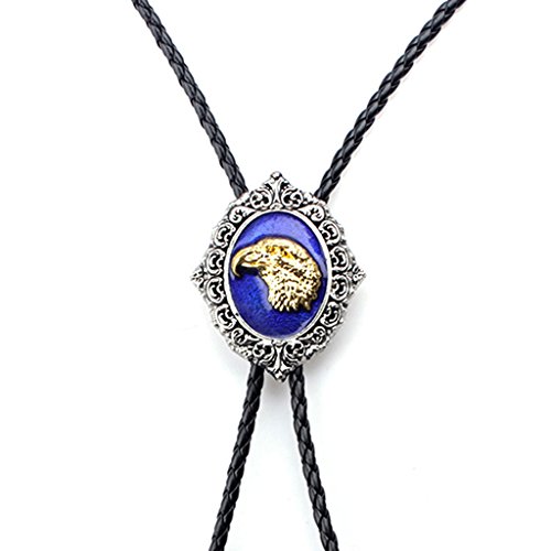 F Fityle Couro Preto Cowboy Ocidental Rodeo Bolo Gravata Águia De Ouro Colar De Pingente De Gravata