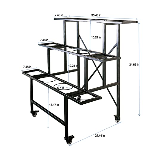 Zhongma Moving Plant Stand With Wheels Heavy Duty Garden Cart Display Flower Shelf With 12Pcs Plastic Buckets For Fresh Flowers #TOP4