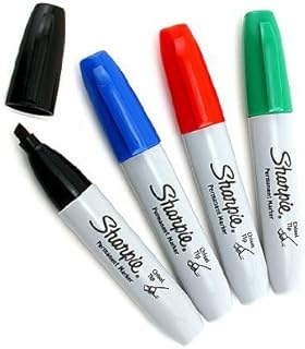 Sharpie Permanent Marker, Chisel Tip, Black, Blue, Red, Green, 1 of Each Color