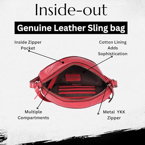 Genuine Italian Leather Boho Studded Round Crossbody Sling Bag - Stylish, Durable, & Perfect for Everyday Use for women4