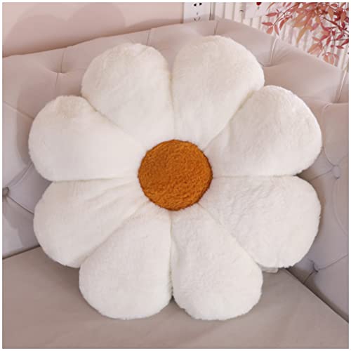 Image of AZCHEN Flower Pillow Cushion Decorative Throw Pillow Chair Flower Pillow Plush Floor Pillow (15.7 in, White Brown)
