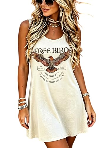 Image of LLHXRUI Sundresses for Women Sleeveless Boho Summer Dress Elegant Vacation Tank Dresses Casual Tunic Short Sun Dress