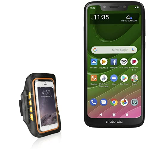 BoxWave Case for Motorola Moto G7 Optimo (Case JogBrite Sports Armband, High Visibility Safety Light LED Runners Armband for Motorola Moto G7 Optimo - Bold Orange