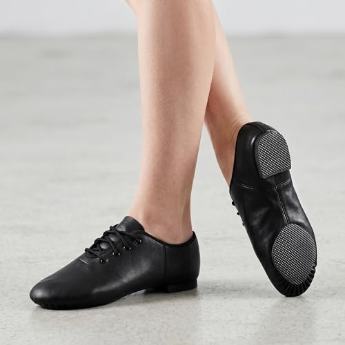 Image of Linodes Leather Lace Up Unisex Jazz Shoe for Women and Men's Dance Shoes