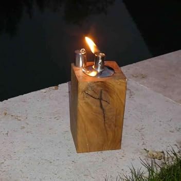 Gartenfackel aus Eichenholz Feuersäule für den Garten