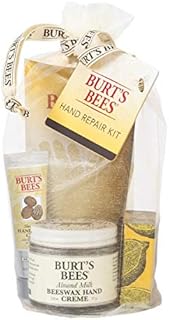 Burt's Bees Gift Set, 3 Hand Repair Moisturizing Products - Almond & Milk Cream, Lemon Butter Cuticle Cream, Shea Butter Cream, with Gloves
