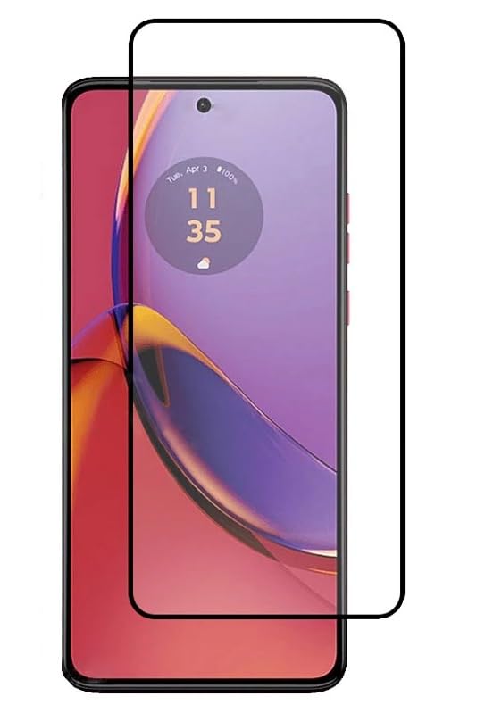 Image of Casodon Designed for Motorola Moto G84 5G Tempered Glass Screen Protector Guard (Black) Full Screen Coverage with Easy Installation Kit