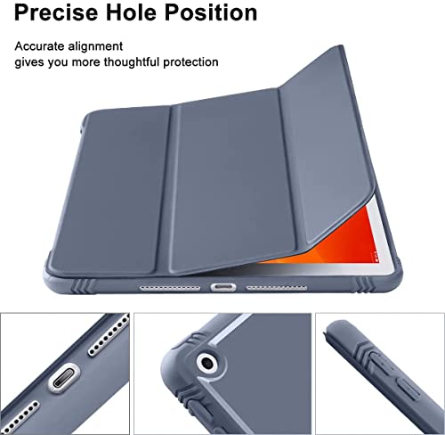 Image of SwooK Case for iPad 9th /8th /7th Generation,iPad 10.2-inch Soft TPU Back Protective Cases [Shock Absorption] Slim Lightweight Trifold Stand Smart Cover, Auto Wake /Sleep (Light Purple, Ipad 10.2 inch)