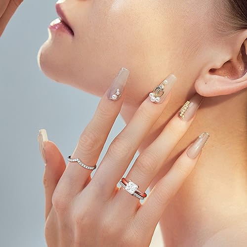 MOOSEA 2ct Princess Cut Moissanite Engagement Rings for Women, D Color VVS1 Clarity Lab Created Diamond Rings 14K White Gold Vermeil V Setting Solitaire Moissanite Engagement Rings4