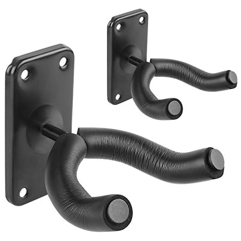 Flexzion Guitar Hanger, Wall Mount Bracket Hook Holder Display Rack Hook w/ Foam Covered Yoke Fork for Electric Acoustic Guitar Mandolin Banjo Bass Musical Instrument Home Studio (2 Pack) Cover