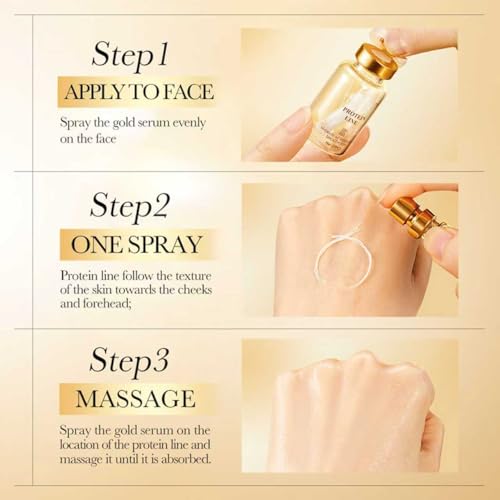 xinxinghualing Silk Protein Thread Lifting Set, Collagen Serum for Face With Soluble Protein Silk & Nano Gold Essence, Absorbable Collagen Thread for Lifting, Smooth Lines & Firm Fine Lines (With 1 X Protein Thread) 20pcs