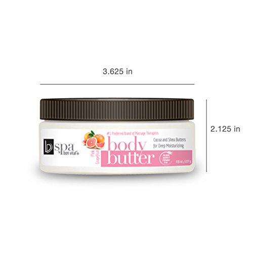 Bon Vital Bv Spa Body Butter, Pink Grapefruit Scented Whipped Moisturizer With Cocoa Butter, Shea Butter, And Beeswax, For Women, Moisturizer Cream For Soft Skin #TOP4