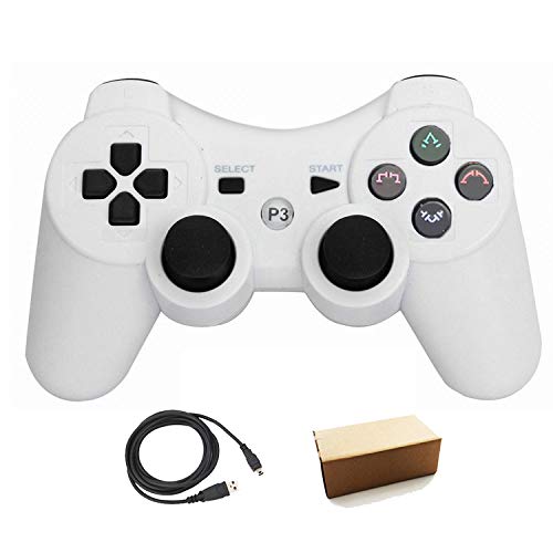 Pueleo PS3�p ���C�����X �f���A���V���b�N3 ���C�����X�R���g���[���[�݊� ���{������� USB �P�[�u���t��(�z���C�g)