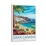 Gran Canaria Travel Lovers España - Cuadro decorativo para pared, lienzo impreso, para sala de estar, dormitorio, baño, oficina, decoración del hogar, 40 x 60 cm