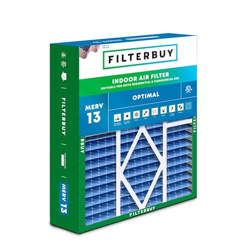 Filterbuy 19x20x5 Air Filter MERV 13 Optimal Smoke & Allergy Defense (1-Pack), Pleated HVAC AC Furnace Filters for Bryant, Carrier, BDP, Day & Night, and Payne (Actual Size: 19.06 x 19.81 x 4.25)
