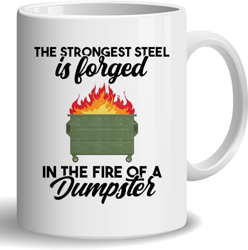 Kaffeebecher Der Stärkste Stahl Wird Im Feuer Eines Müllcontainers Geschmiedet. Kaffeetasse Lustig Bürotasse Premium Keramik-Tasse Für Geschenk Familie Arbeit 330ML