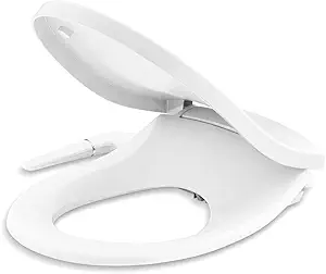 KOHLER 76923-0 Puretide Round Bidet Toliet Seat, Manual Non-Electric Bidets for Existing Toilets, Adjustable Bidet Sprayer, White