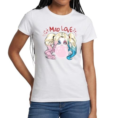 Image of Spreadshirt Harley Quinn Mad Love Bubblegum Women's T-Shirt White
