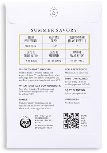 Sereniseed Certified Organic Summer Savory Seeds – Non GMO, Heirloom – Seed Starting Video – Seeds for Indoor and Outdoor Planting (Satureja hortensis) - Image 2