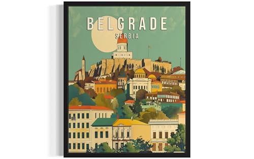 HomeArtPrint Belgrade Serbia Art Print Poster, Europe City Skyline Artwork Painting Wall Art Vintage Painting for Bedroom Bathroom Living Room Decor 53 (Belgrade Serbia, 36" L x 24" W, Unframed)