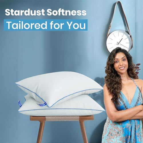 Image of ROMA PUF Stardust Virgin Microfiber Pillow, Height Adjustable, Orthopedic, Toxin-Free, Soft & Supportive for Neck Back Shoulder Cervical Side Sleeping, Pack of 4 (27x17 Inch)(Bag Included)
