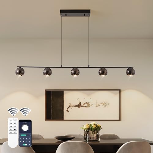 ORANOOR Modern LED Pendant Lights, Dimmable 47in Linear Globe LED
