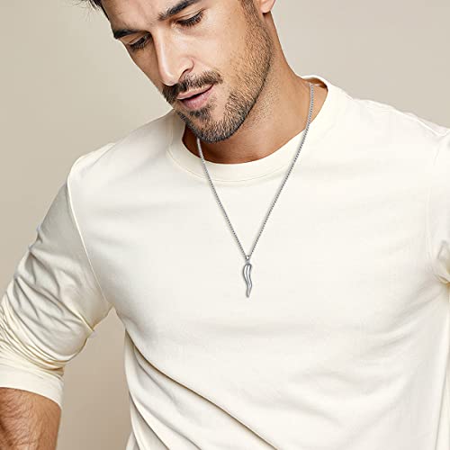 Kxj S925 Sterling Silver Lucky Italian Horn Pendant Necklace For Men Women Protection Amulet Jewelry Cornicello Talisman Necklace Jewelry Gifts For Dad Boys Son Boyfriend Birthday Graduation Anniversary #TOP4