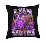 I Yam What I Yam Bootleg Meme Ube Pun Purple Yam Dad Joke Throw Pillow